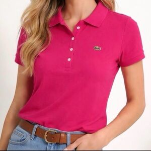 Lacoste Women's Hot Pink Short Sleeve Polo
